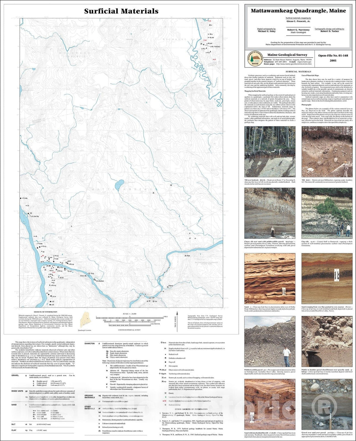 Map : Surficial Materials in the Mattawamkeag Quadrangle, Maine, 2001 Cartography Wall Art :