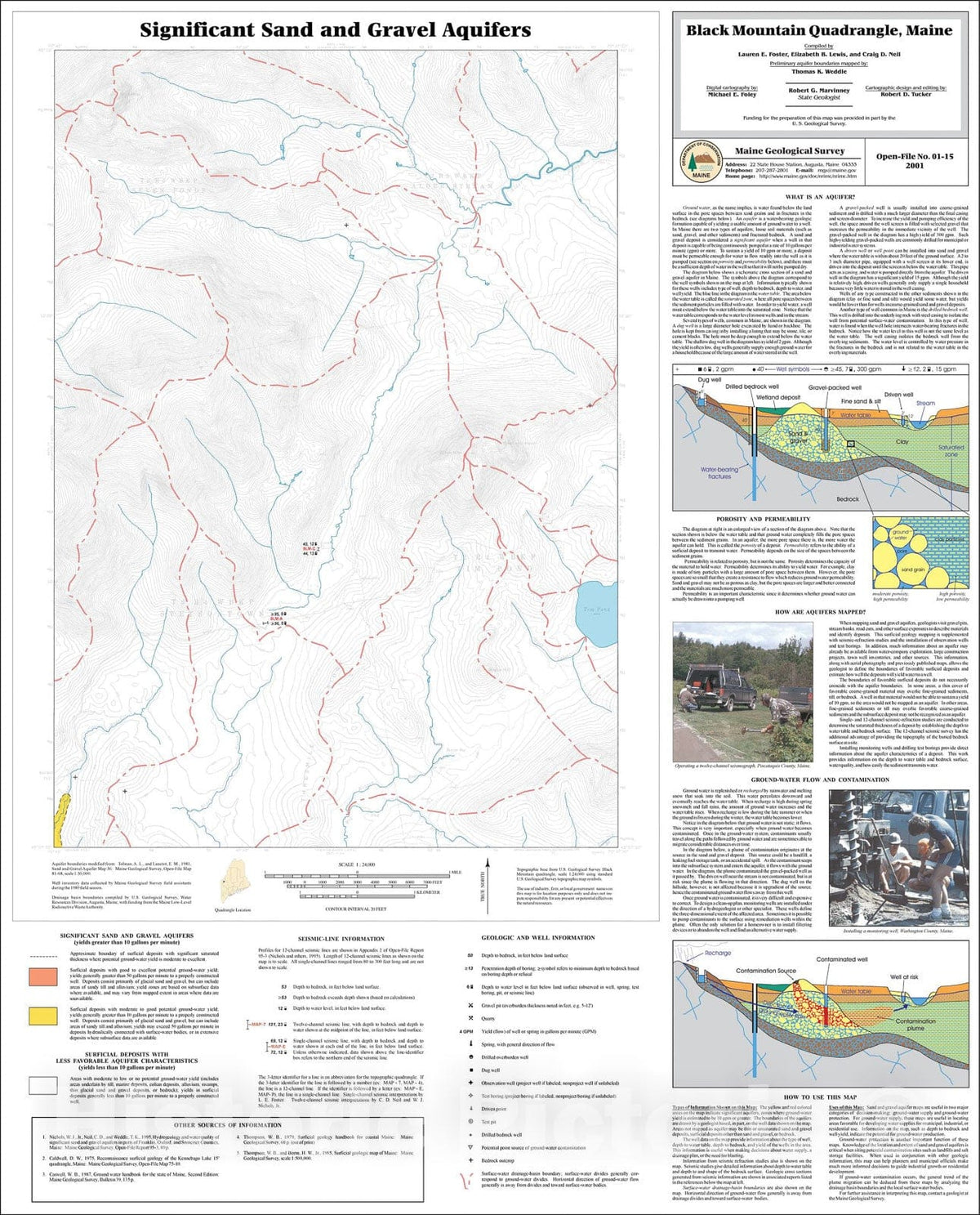 Map : Significant Sand and Gravel Aquifers in the Black Mountain Quadrangle, Maine, 2001 Cartography Wall Art :