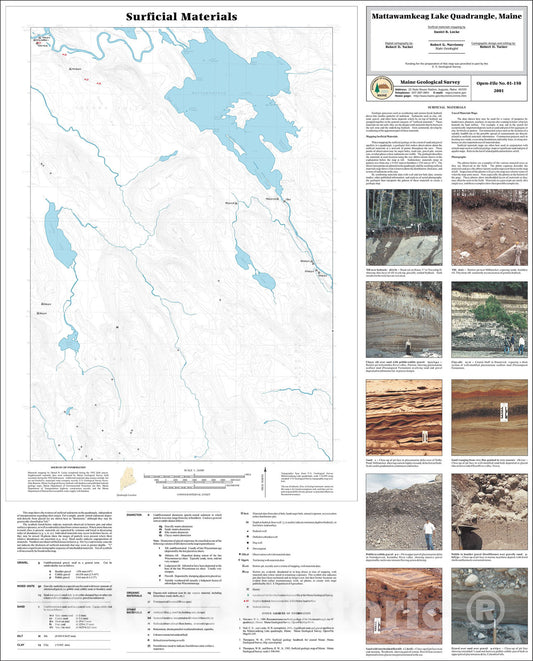 Map : Surficial Materials in the Mattawamkeag Lake Quadrangle, Maine, 2001 Cartography Wall Art :