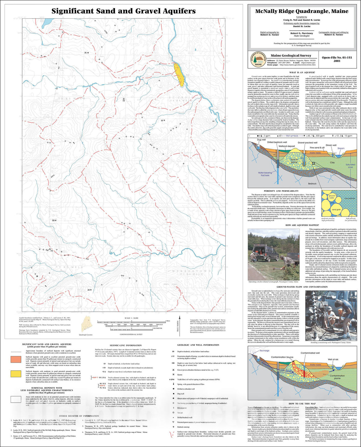 Map : Significant Sand and Gravel Aquifers in the McNally Ridge Quadrangle, Maine, 2001 Cartography Wall Art :