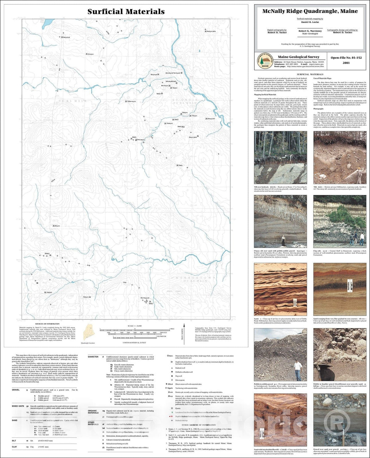 Map : Surficial Materials in the McNally Ridge Quadrangle, Maine, 2001 Cartography Wall Art :