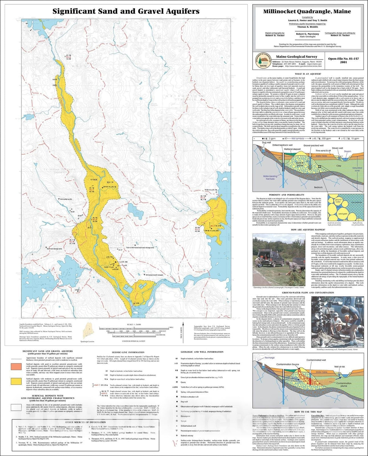Map : Significant Sand and Gravel Aquifers in the Millinocket Quadrangle, Maine, 2001 Cartography Wall Art :