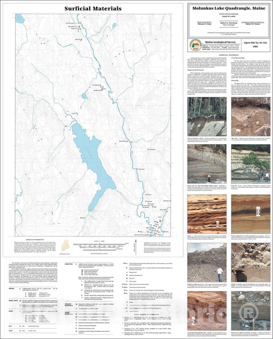 Map : Surficial Materials in the Molunkus Lake Quadrangle, Maine, 2001 Cartography Wall Art :