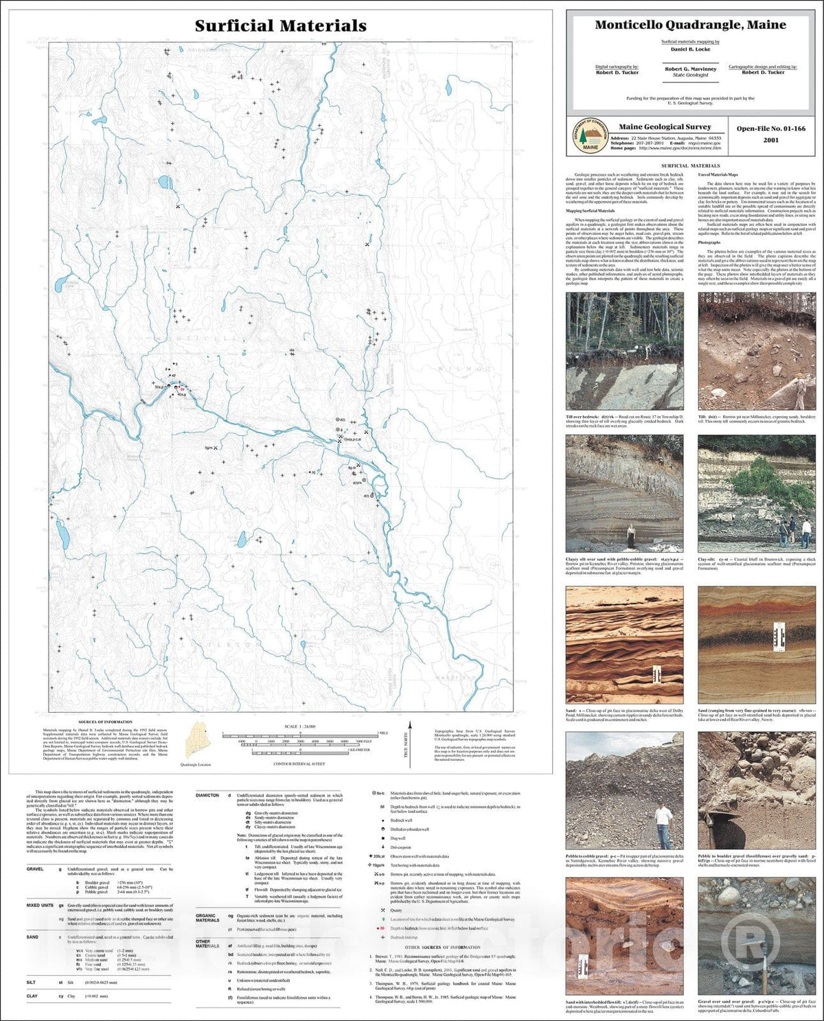 Map : Surficial Materials in the Monticello Quadrangle, Maine, 2001 Cartography Wall Art :
