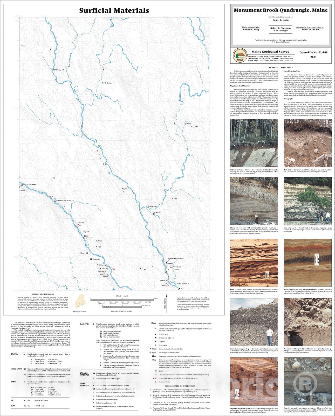 Map : Surficial Materials in the Monument Brook Quadrangle, Maine, 2001 Cartography Wall Art :