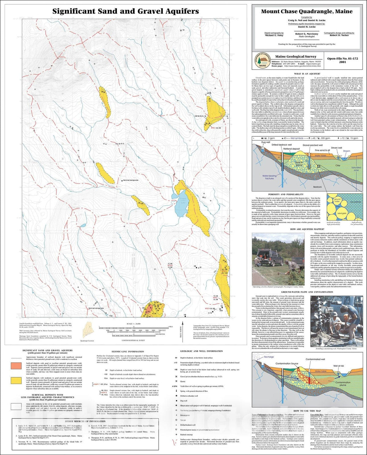 Map : Significant Sand and Gravel Aquifers in the Mount Chase Quadrangle, Maine, 2001 Cartography Wall Art :