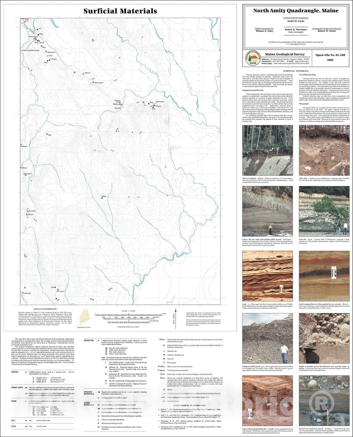 Map : Surficial Materials in the North Amity Quadrangle, Maine, 2001 Cartography Wall Art :