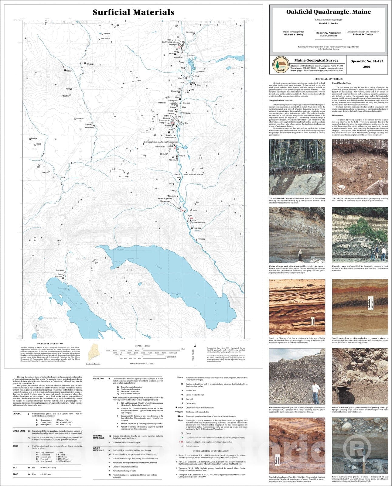 Map : Surficial Materials in the Oakfield Quadrangle, Maine, 2001 Cartography Wall Art :