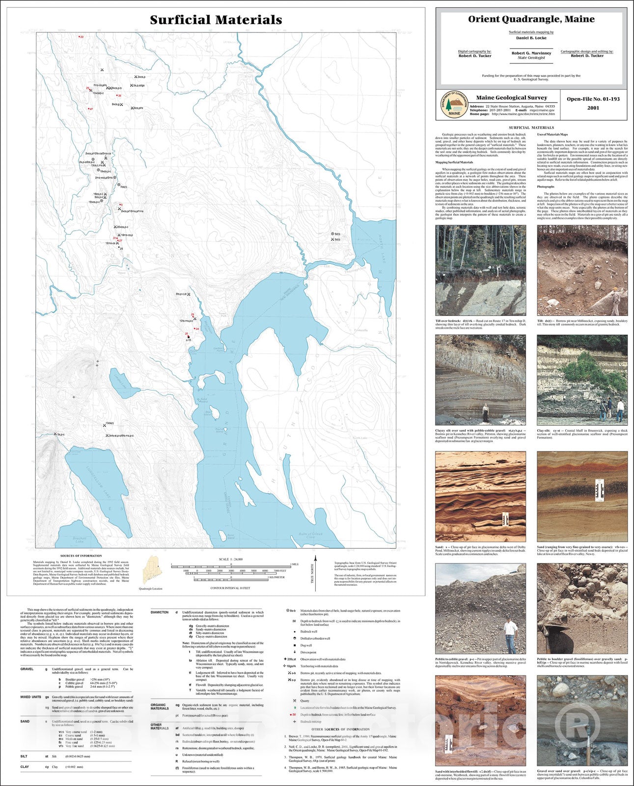Map : Surficial Materials in the Orient Quadrangle, Maine, 2001 Cartography Wall Art :