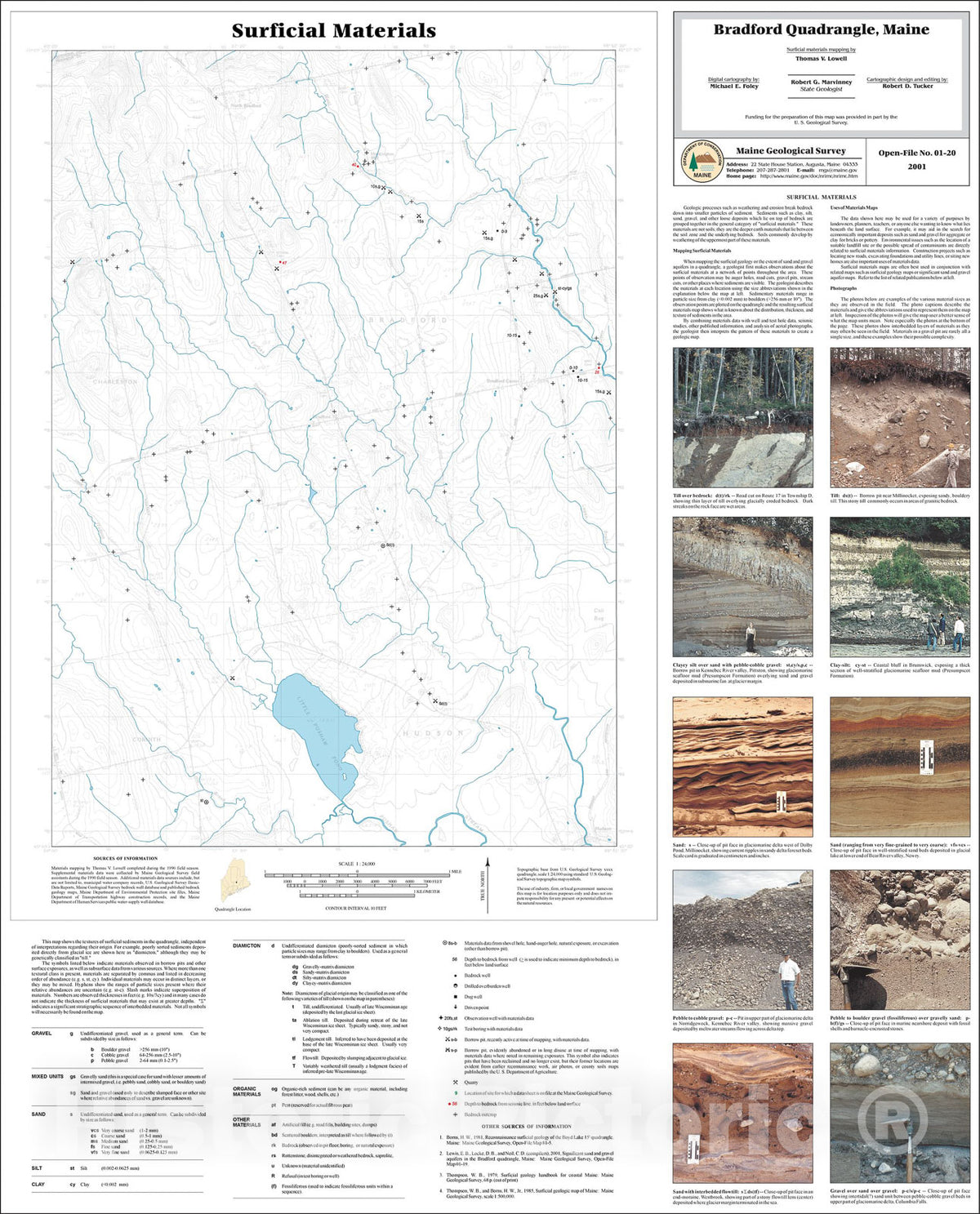 Map : Surficial Materials in the Bradford Quadrangle, Maine, 2001 Cartography Wall Art :