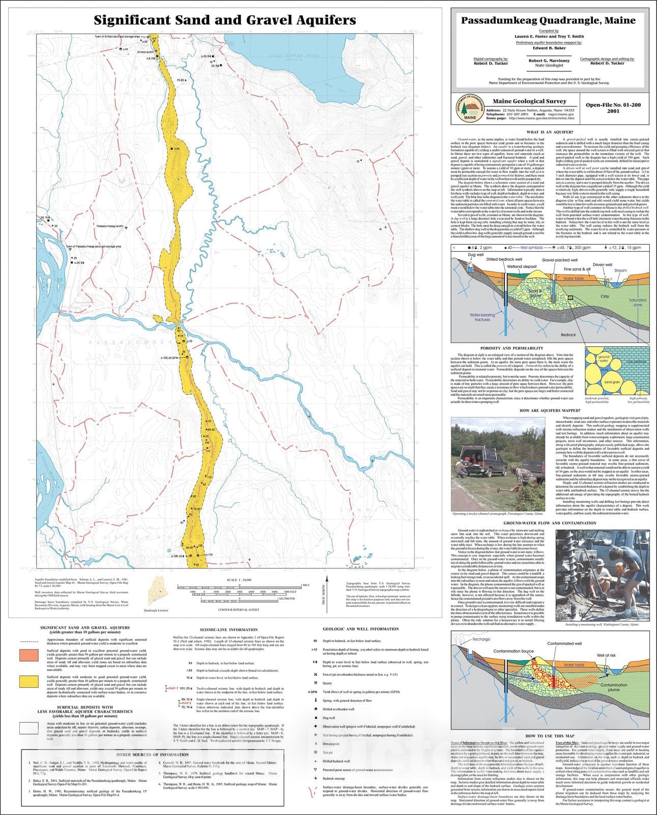Map : Significant Sand and Gravel Aquifers in the Passadumkeag Quadrangle, Maine, 2001 Cartography Wall Art :
