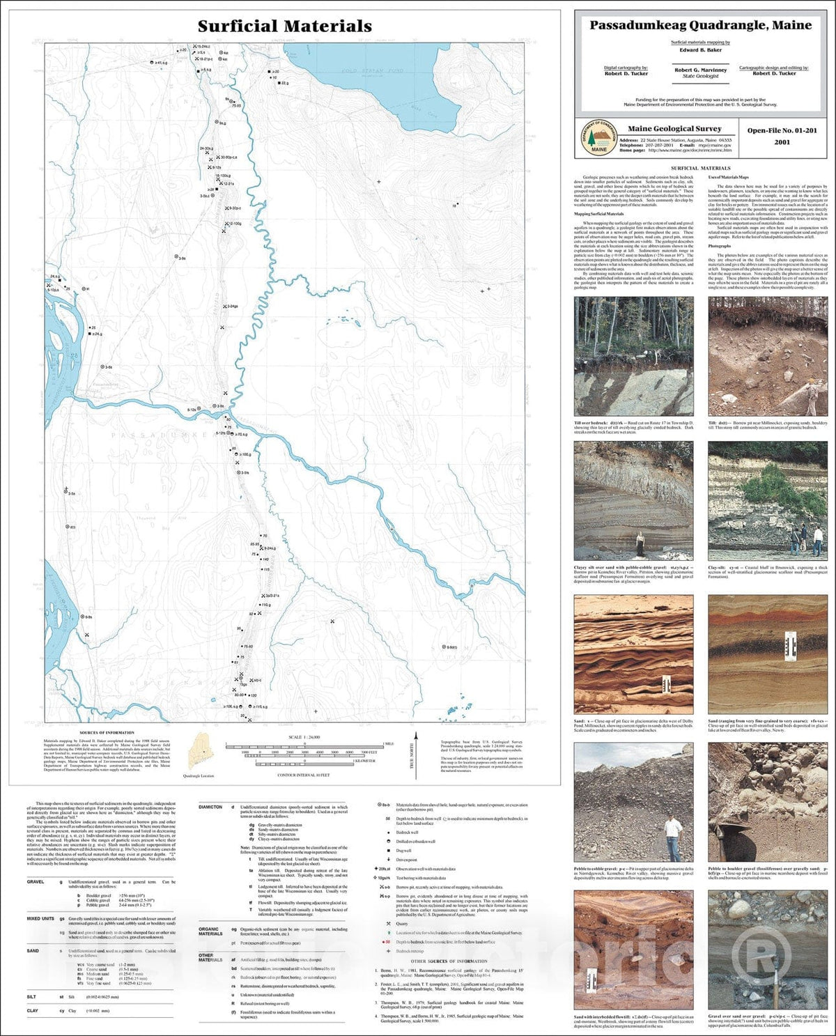 Map : Surficial Materials in the Passadumkeag Quadrangle, Maine, 2001 Cartography Wall Art :