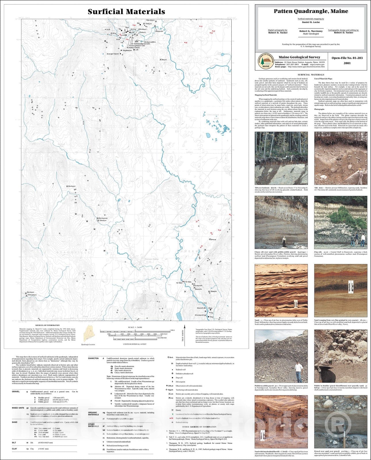 Map : Surficial Materials in the Patten Quadrangle, Maine, 2001 Cartography Wall Art :