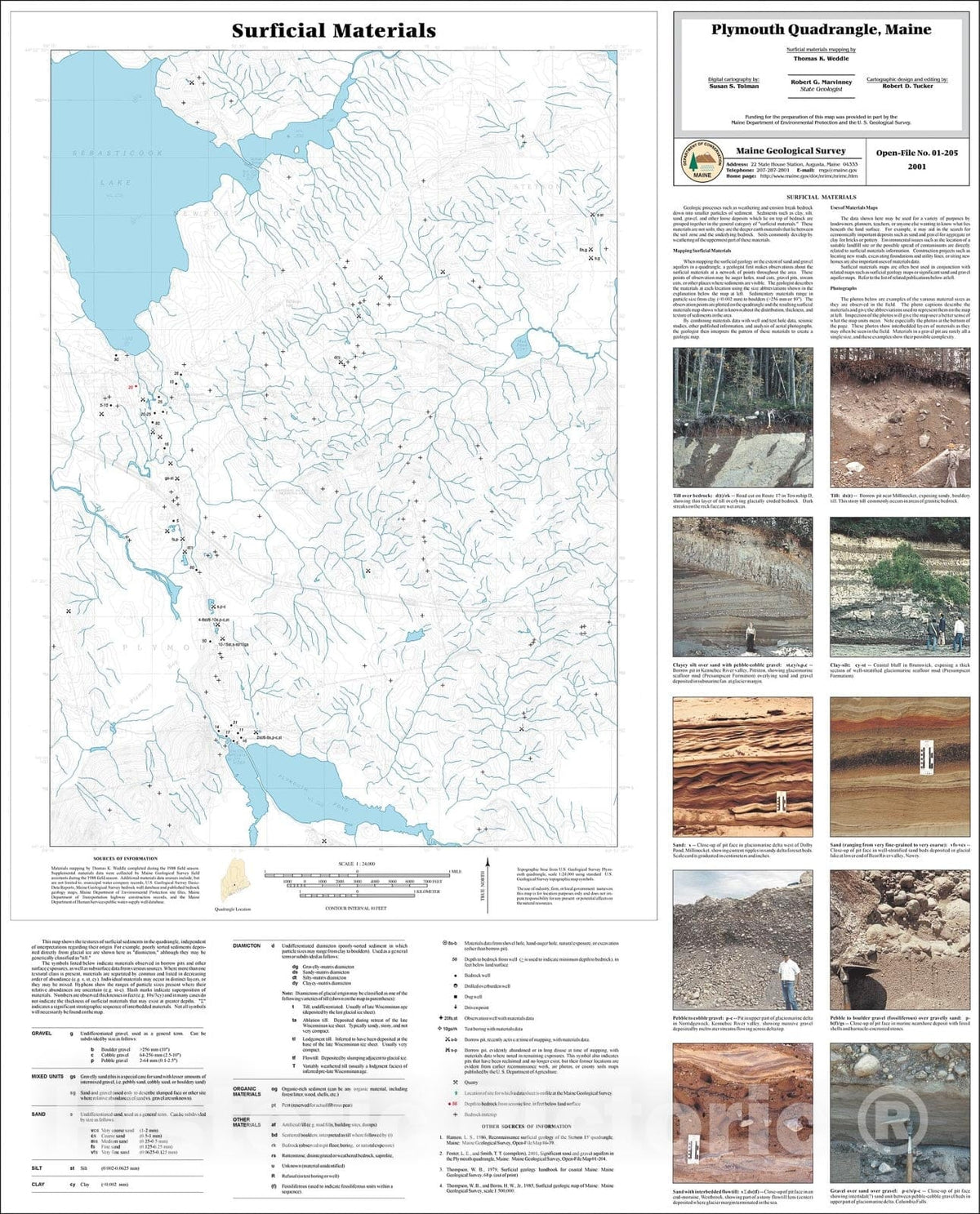 Map : Surficial Materials in the Plymouth Quadrangle, Maine, 2001 Cartography Wall Art :