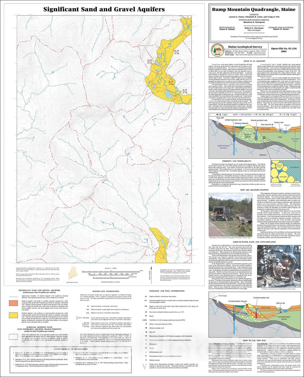 Map : Significant Sand and Gravel Aquifers in the Rump Mountain Quadrangle, Maine, 2001 Cartography Wall Art :