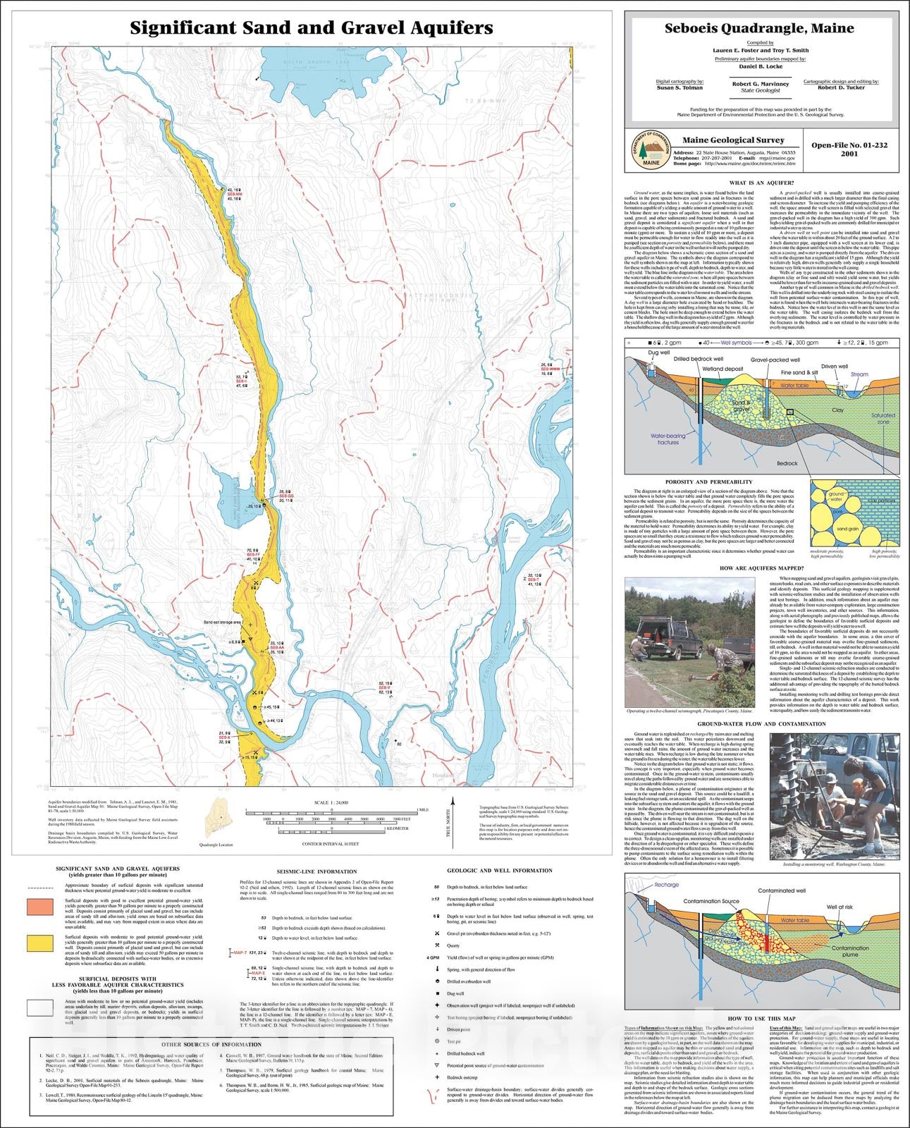 Map : Significant Sand and Gravel Aquifers in the Seboeis Quadrangle, Maine, 2001 Cartography Wall Art :