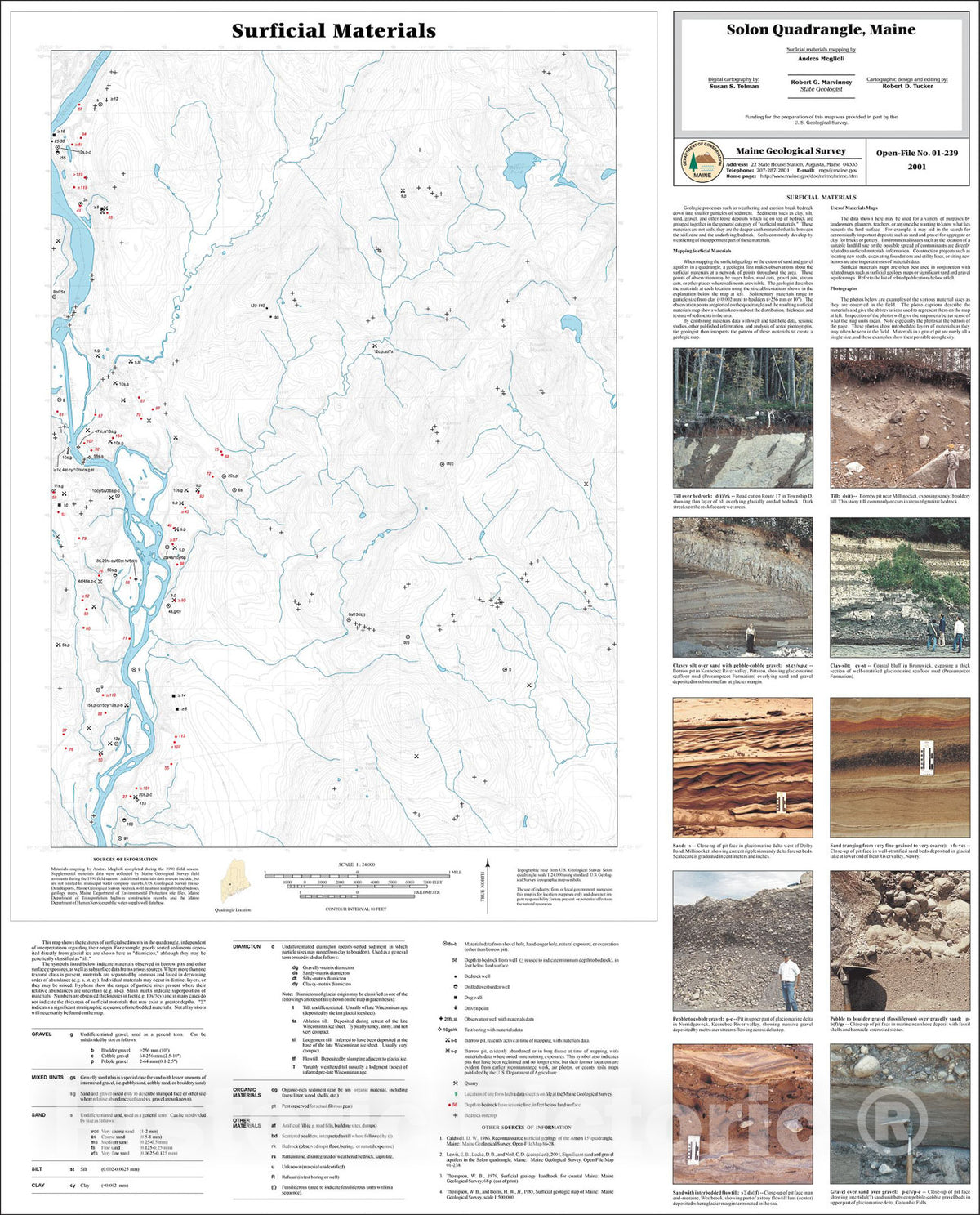 Map : Surficial Materials in the Solon Quadrangle, Maine, 2001 Cartography Wall Art :
