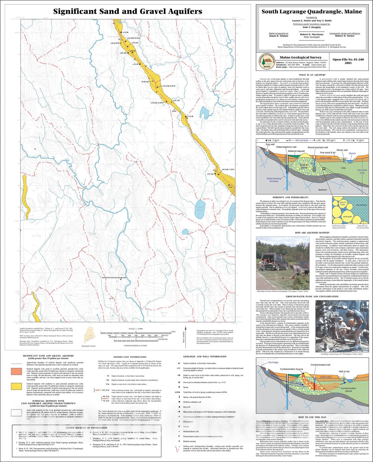 Map : Significant Sand and Gravel Aquifers in the South Lagrange Quadrangle, Maine, 2001 Cartography Wall Art :