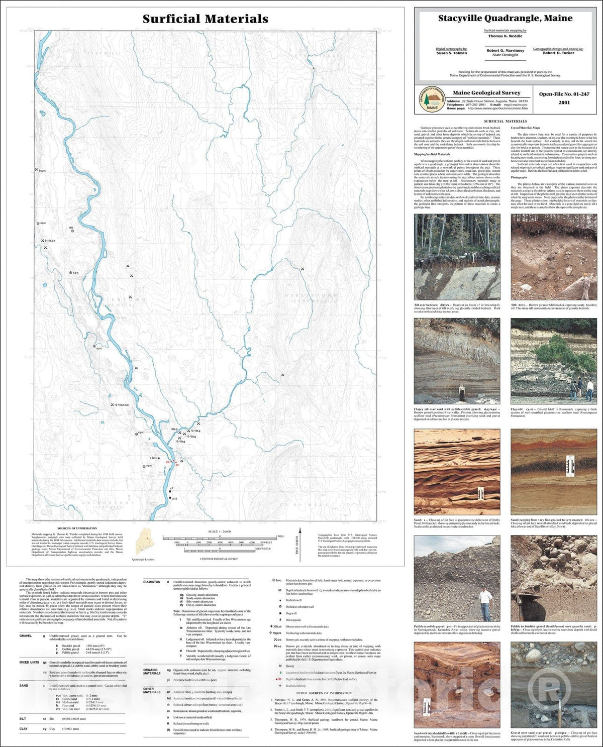 Map : Surficial Materials in the Stacyville Quadrangle, Maine, 2001 Cartography Wall Art :