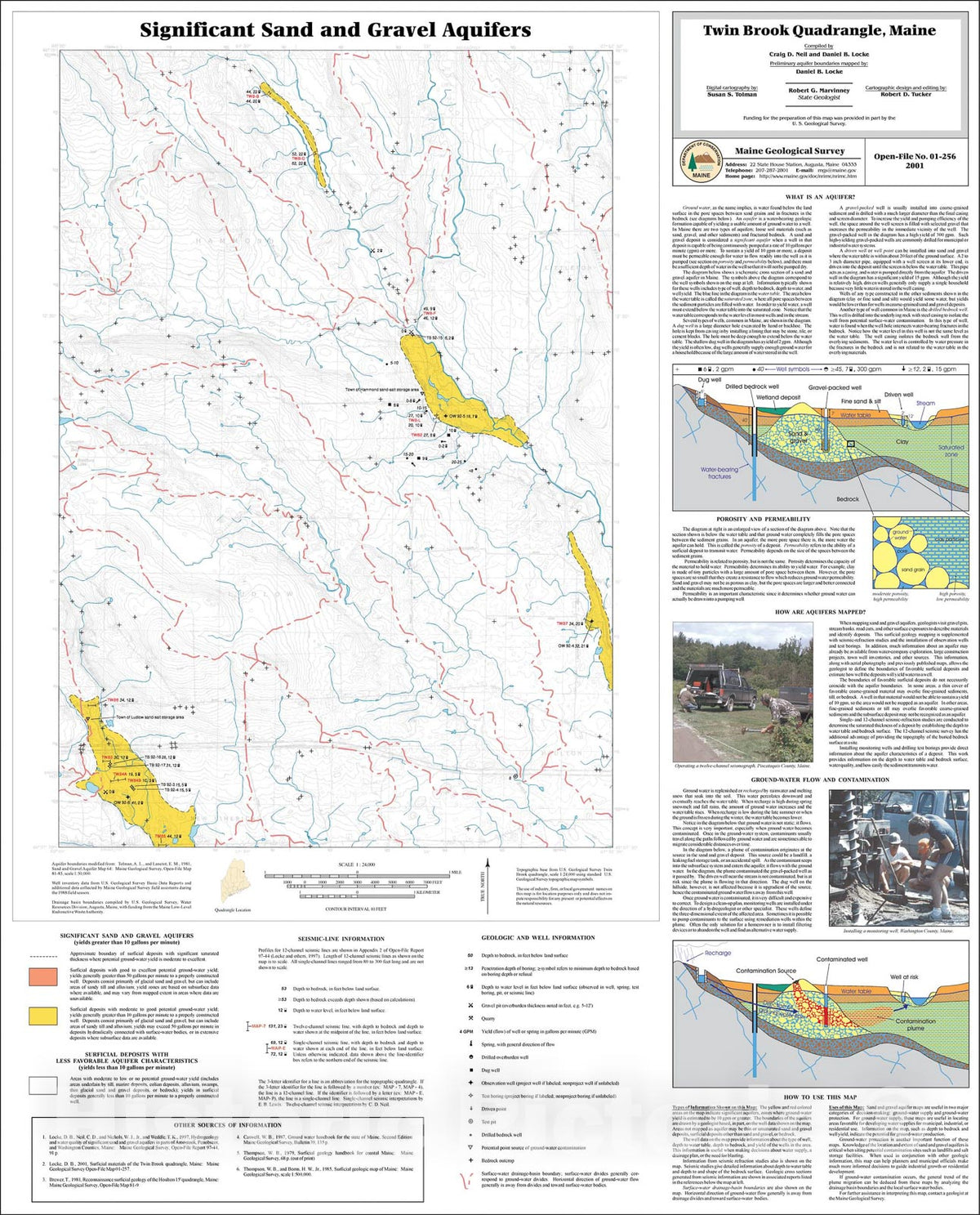 Map : Significant Sand and Gravel Aquifers in the Twin Brook Quadrangle, Maine, 2001 Cartography Wall Art :