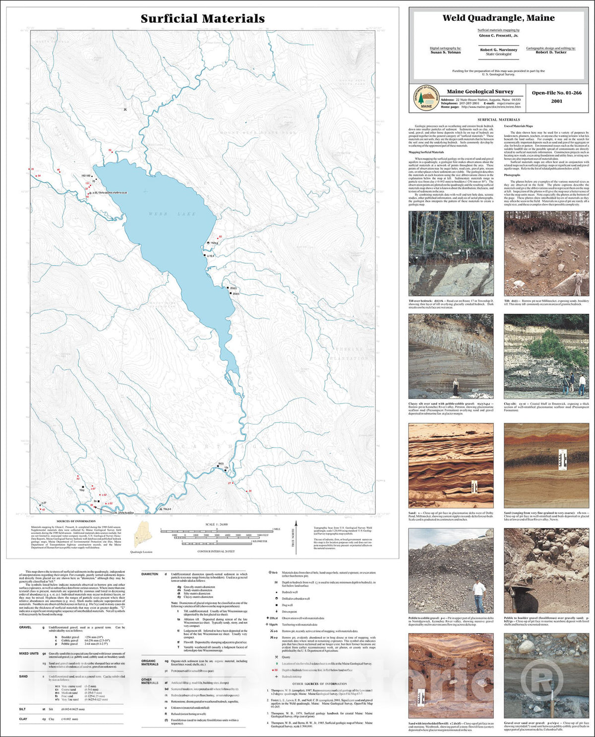 Map : Surficial Materials in the Weld Quadrangle, Maine, 2001 Cartography Wall Art :