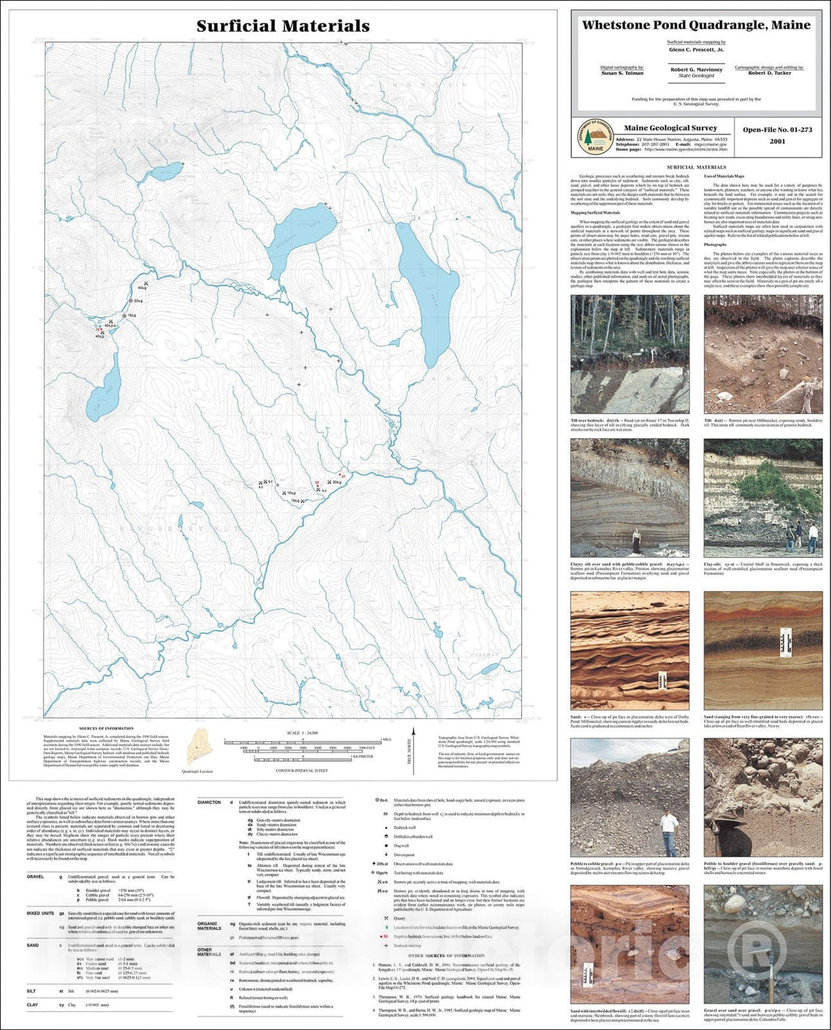 Map : Surficial Materials in the Whetstone Pond Quadrangle, Maine, 2001 Cartography Wall Art :
