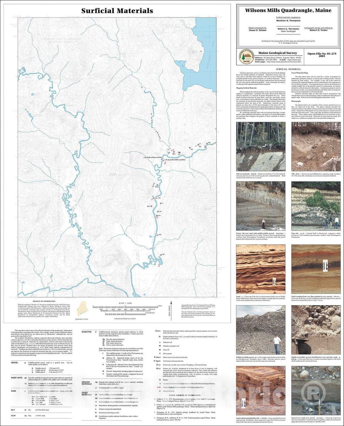 Map : Surficial Materials in the Wilsons Mills Quadrangle, Maine, 2001 Cartography Wall Art :