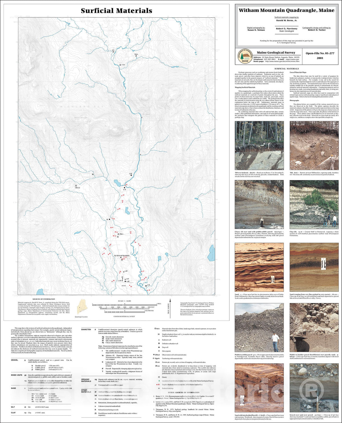Map : Surficial Materials in the Witham Mountain Quadrangle, Maine, 2001 Cartography Wall Art :