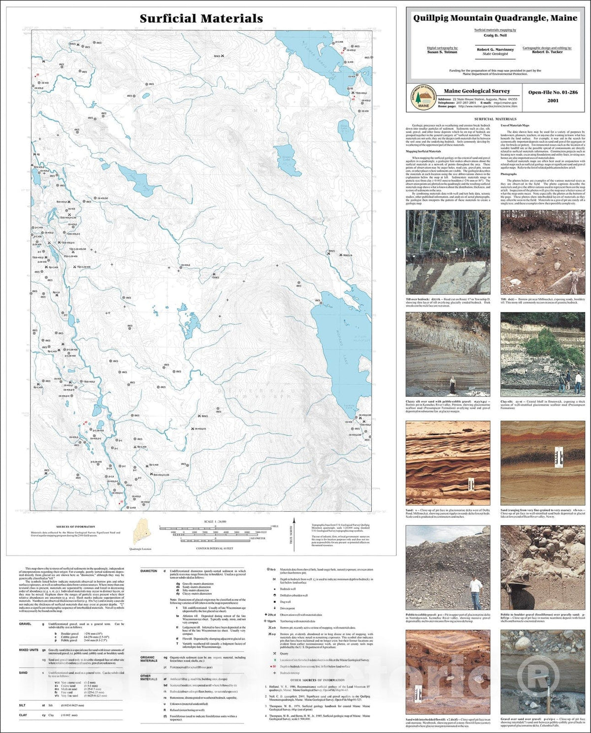 Map : Surficial Materials in the Quillpig Mountain Quadrangle, Maine, 2001 Cartography Wall Art :
