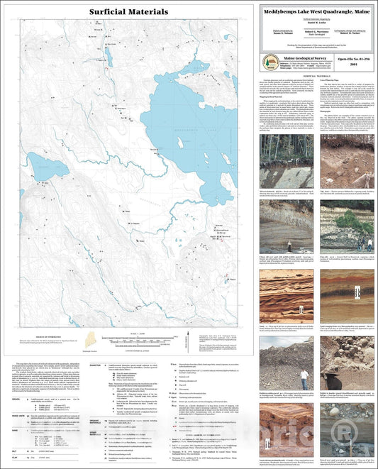 Map : Surficial Materials in the Meddybemps Lake West Quadrangle, Maine, 2001 Cartography Wall Art :