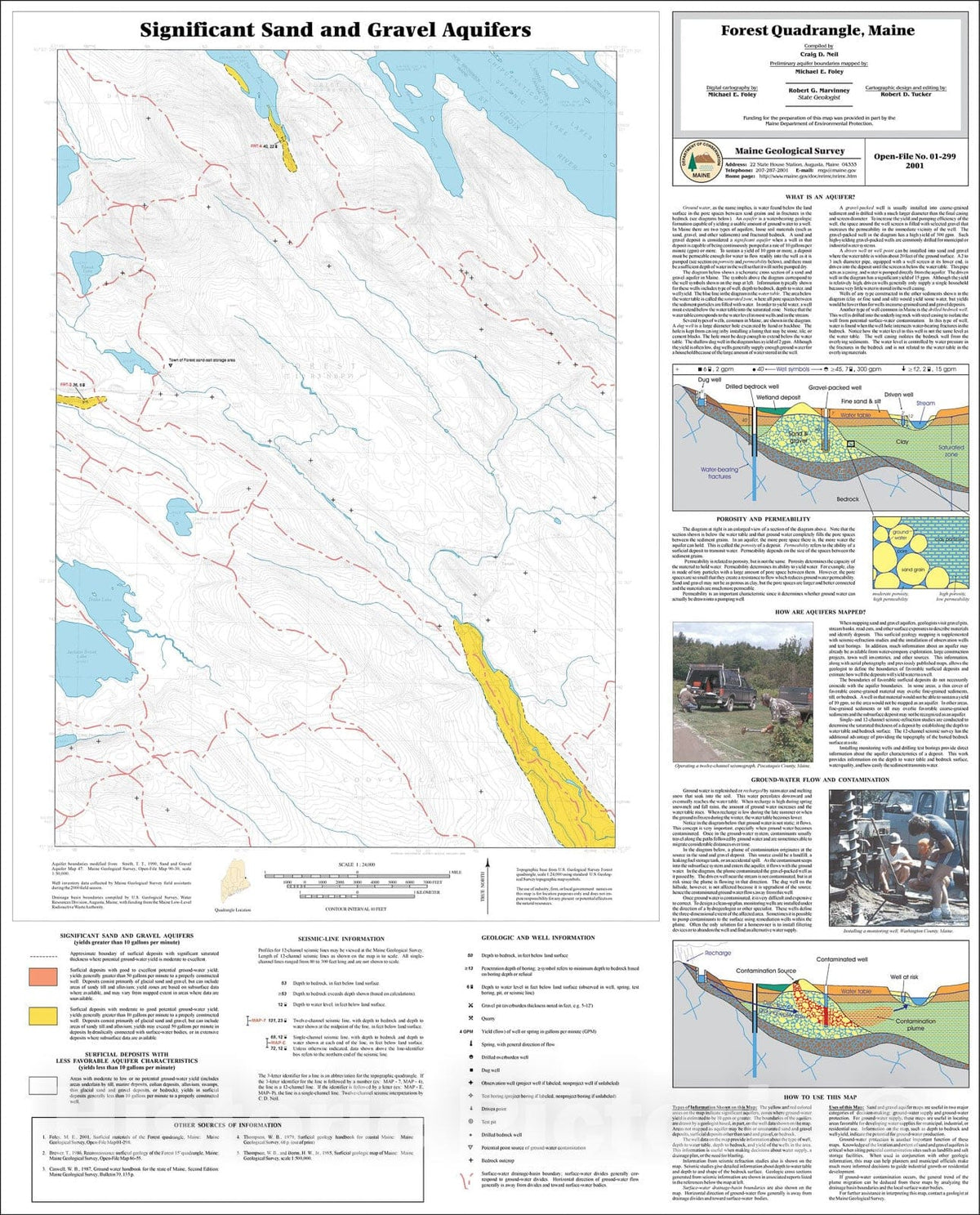 Map : Significant Sand and Gravel Aquifers in the Forest Quadrangle, Maine, 2001 Cartography Wall Art :
