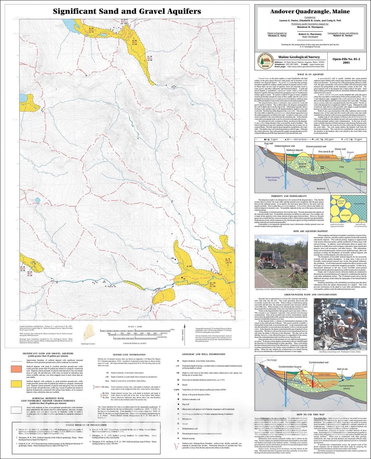 Map : Significant Sand and Gravel Aquifers in the Andover Quadrangle, Maine, 2001 Cartography Wall Art :