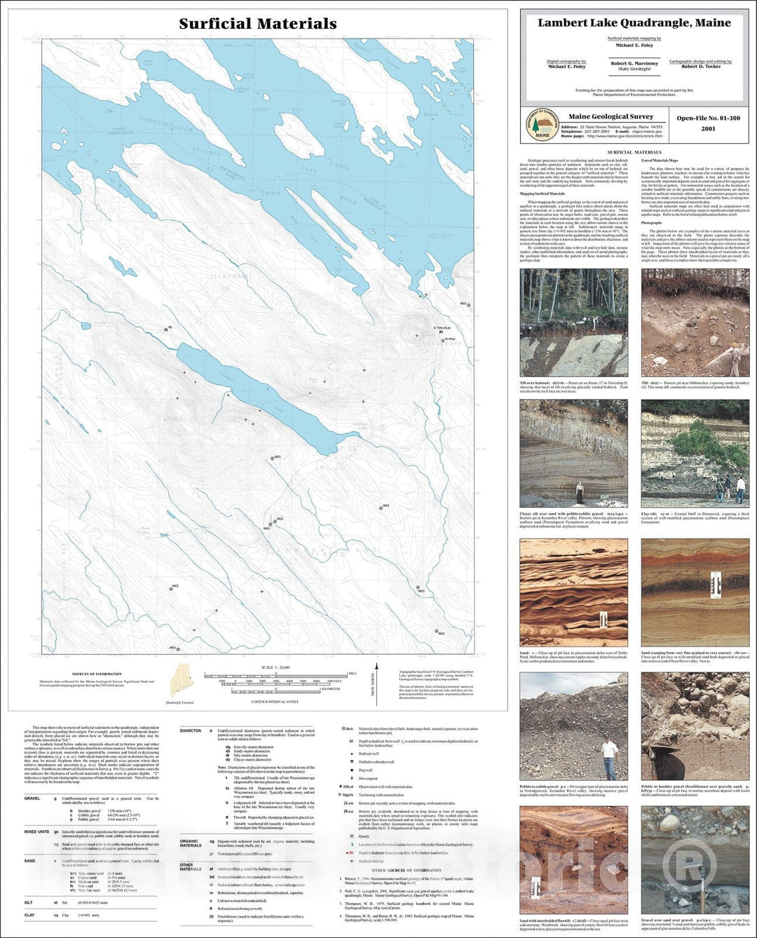Map : Surficial Materials in the Lambert Lake Quadrangle, Maine, 2001 Cartography Wall Art :