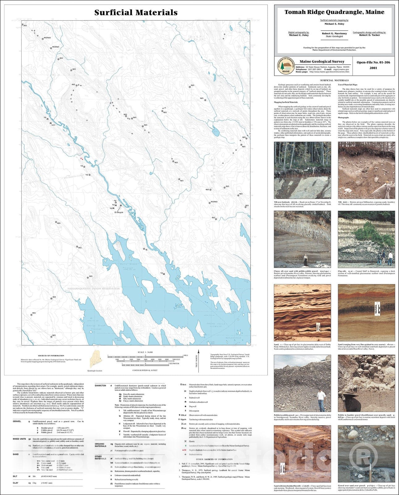 Map : Surficial Materials in the Tomah Ridge Quadrangle, Maine, 2001 Cartography Wall Art :