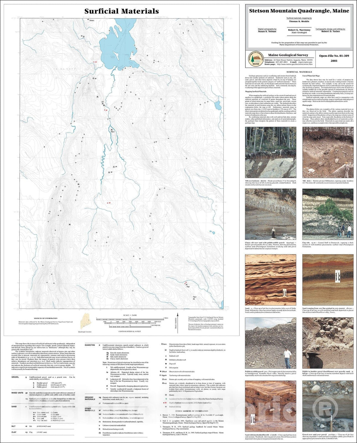 Map : Surficial Materials in the Stetson Mountain Quadrangle, Maine, 2001 Cartography Wall Art :