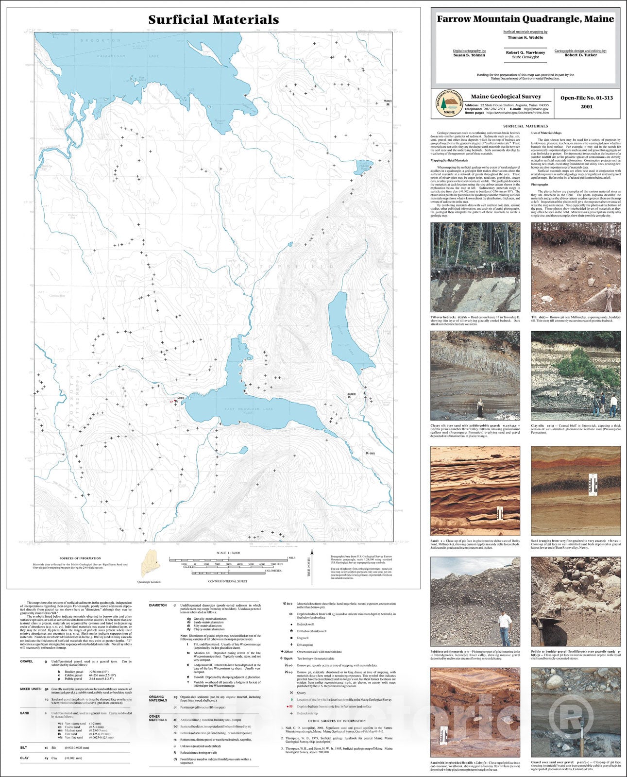 Map : Surficial Materials in the Farrow Mountain Quadrangle, Maine, 2001 Cartography Wall Art :
