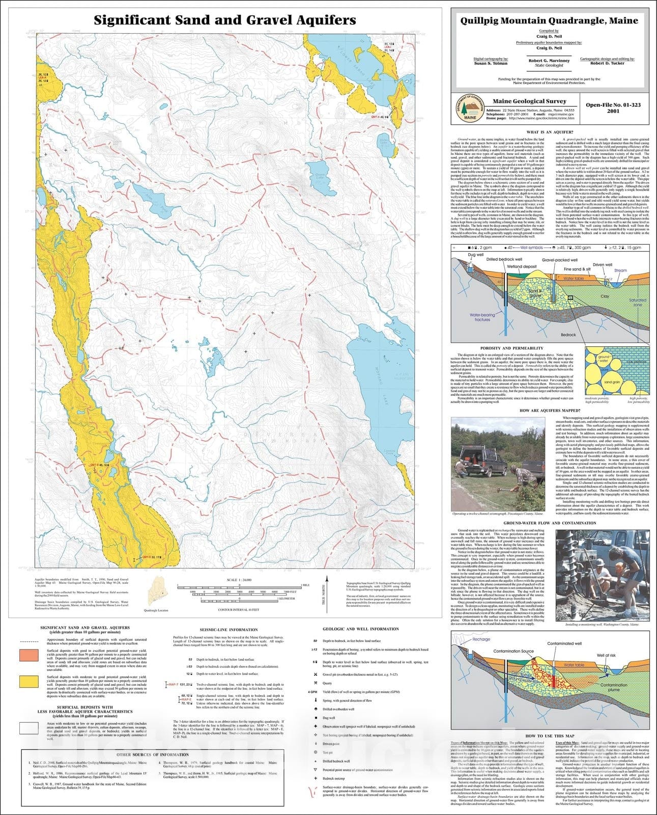Map : Significant Sand and Gravel Aquifers in the Quillpig Mountain Quadrangle, Maine, 2001 Cartography Wall Art :
