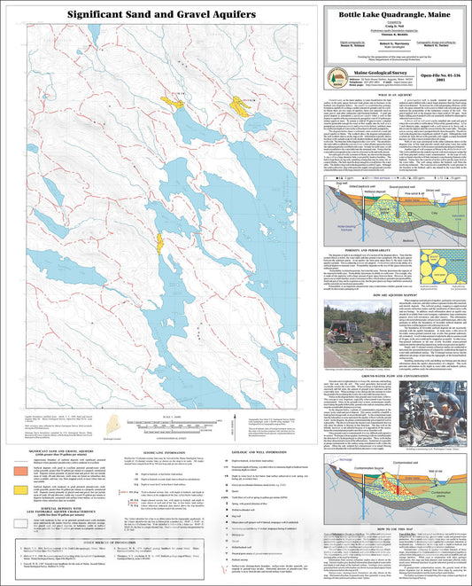Map : Significant Sand and Gravel Aquifers in the Bottle Lake Quadrangle, Maine, 2001 Cartography Wall Art :