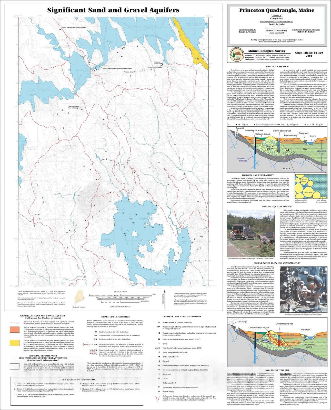Map : Significant Sand and Gravel Aquifers in the Princeton Quadrangle, Maine, 2001 Cartography Wall Art :