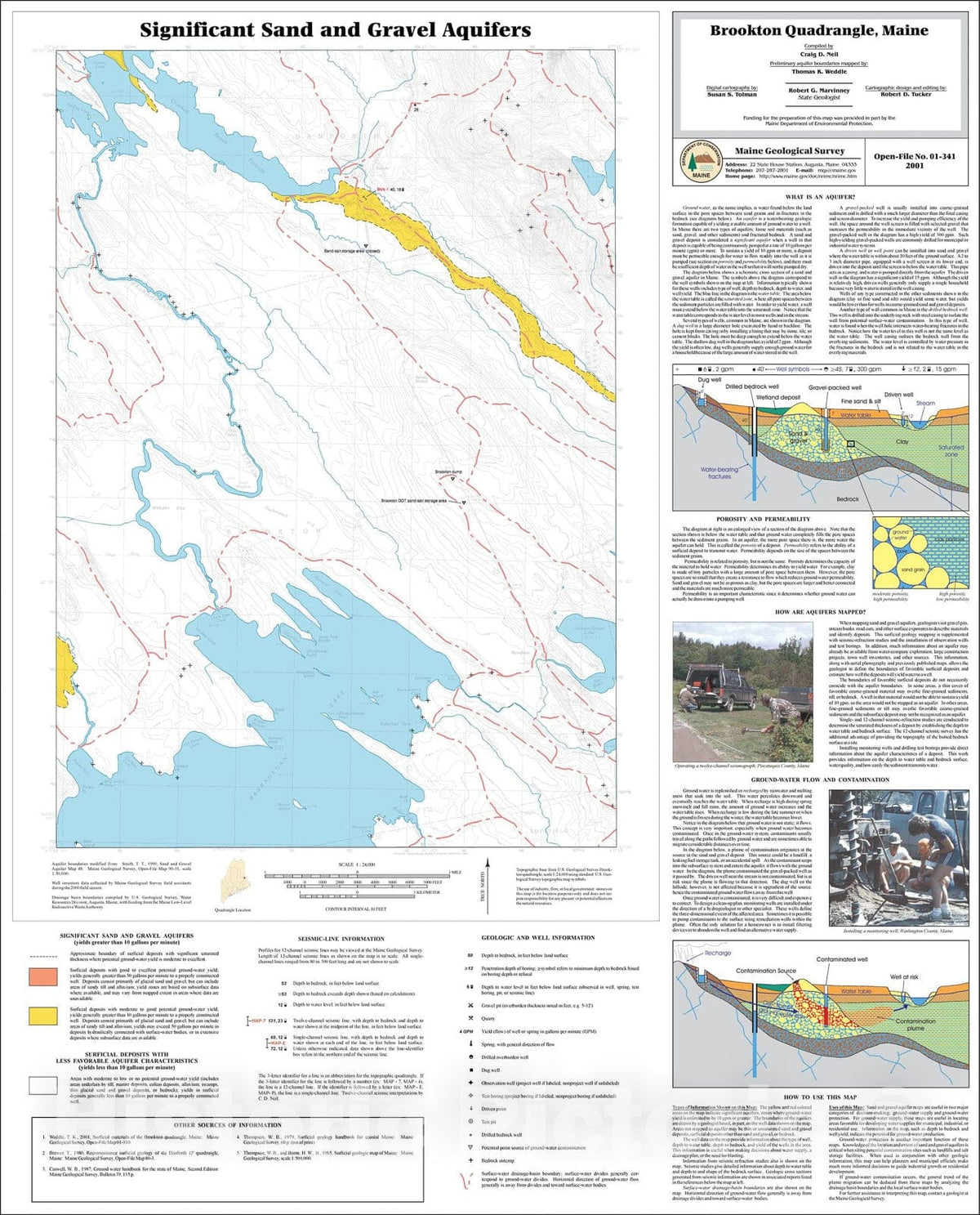 Map : Significant Sand and Gravel Aquifers in the Brookton Quadrangle, Maine, 2001 Cartography Wall Art :