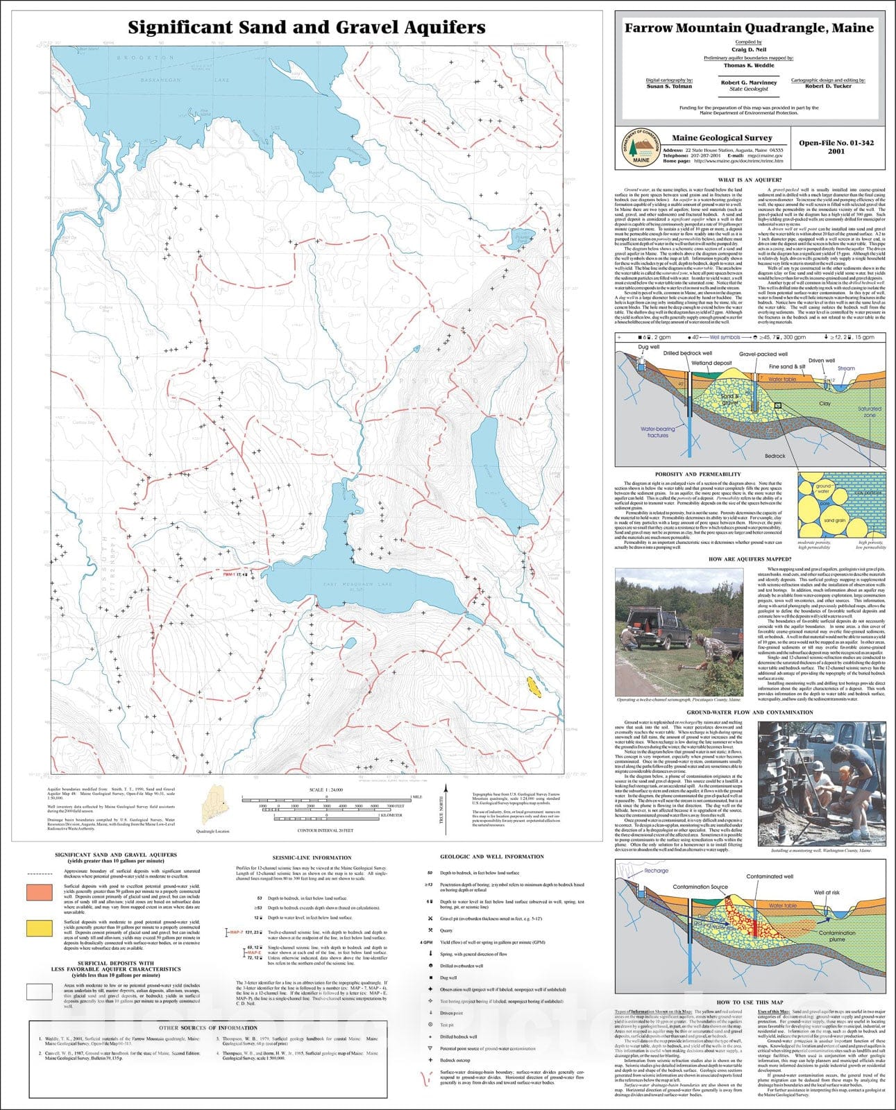 Map : Significant Sand and Gravel Aquifers in the Farrow Mountain Quadrangle, Maine, 2001 Cartography Wall Art :