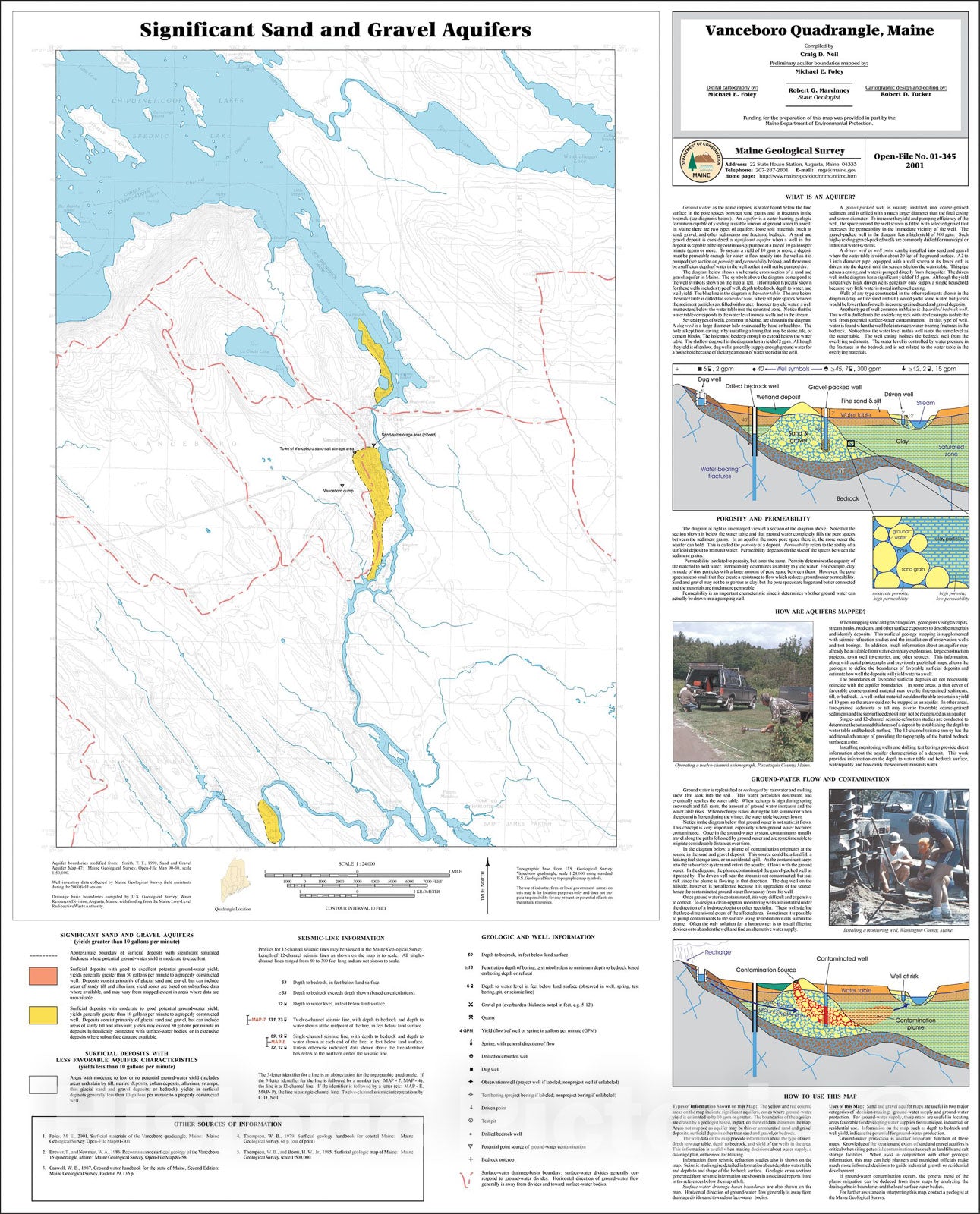 Map : Significant Sand and Gravel Aquifers in the Vanceboro Quadrangle, Maine, 2001 Cartography Wall Art :