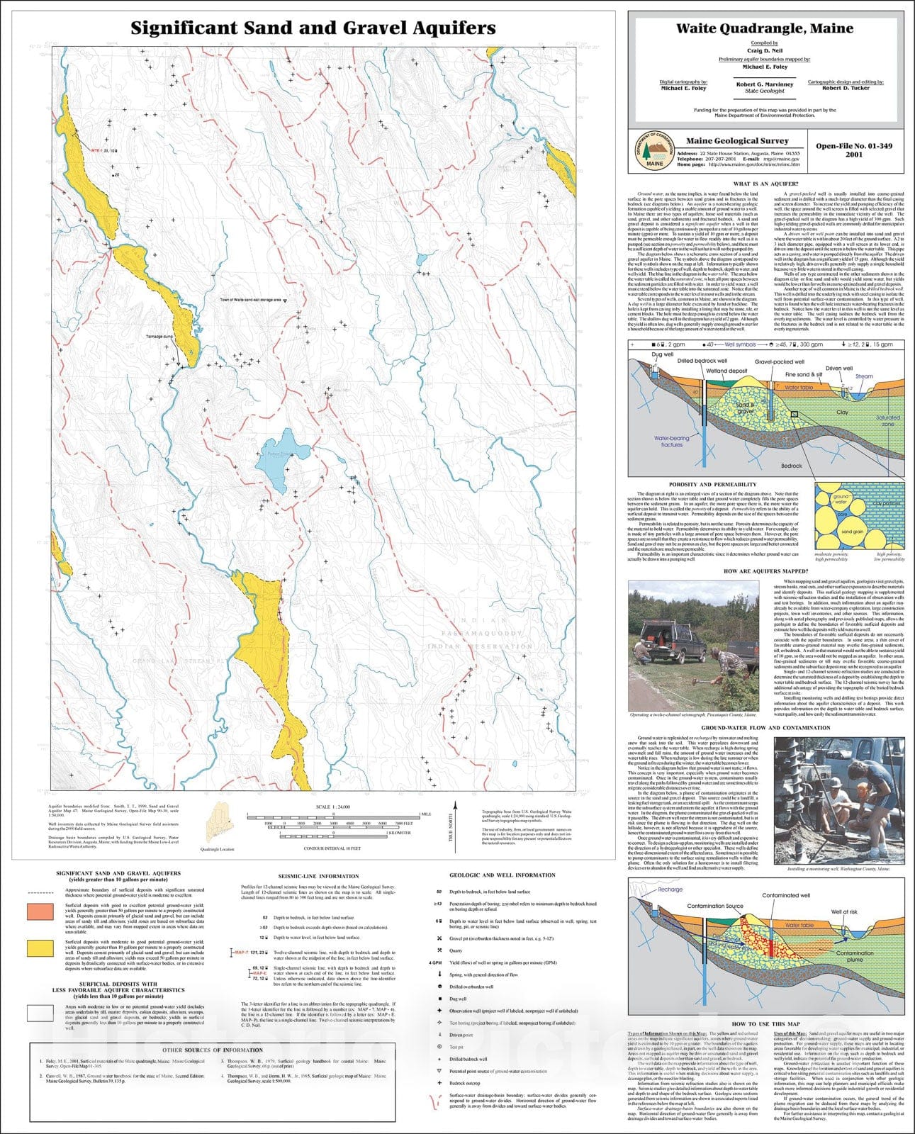Map : Significant Sand and Gravel Aquifers in the Waite Quadrangle, Maine, 2001 Cartography Wall Art :