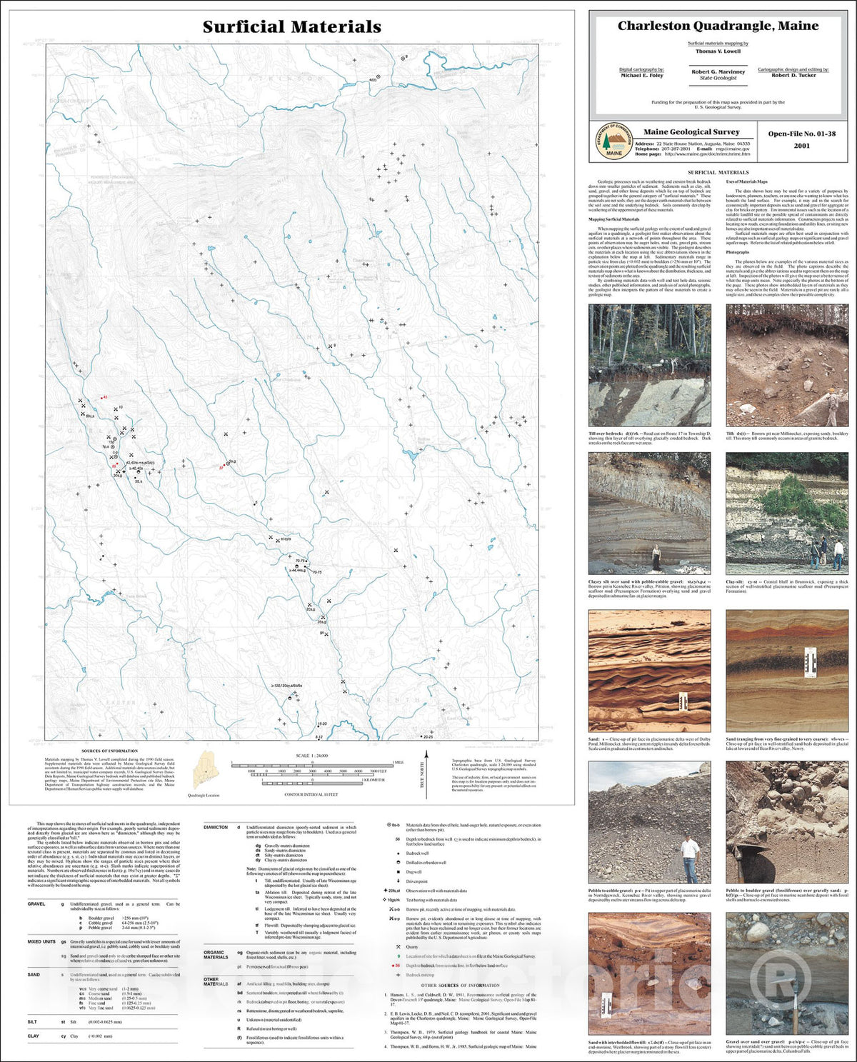 Map : Surficial Materials in the Charleston Quadrangle, Maine, 2001 Cartography Wall Art :