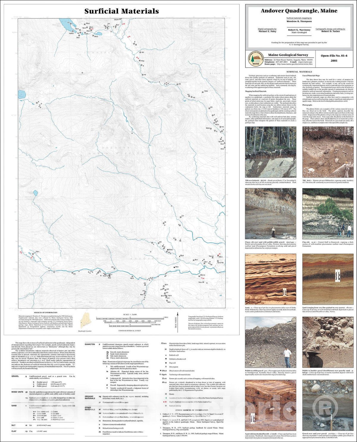 Map : Surficial Materials in the Andover Quadrangle, Maine, 2001 Cartography Wall Art :