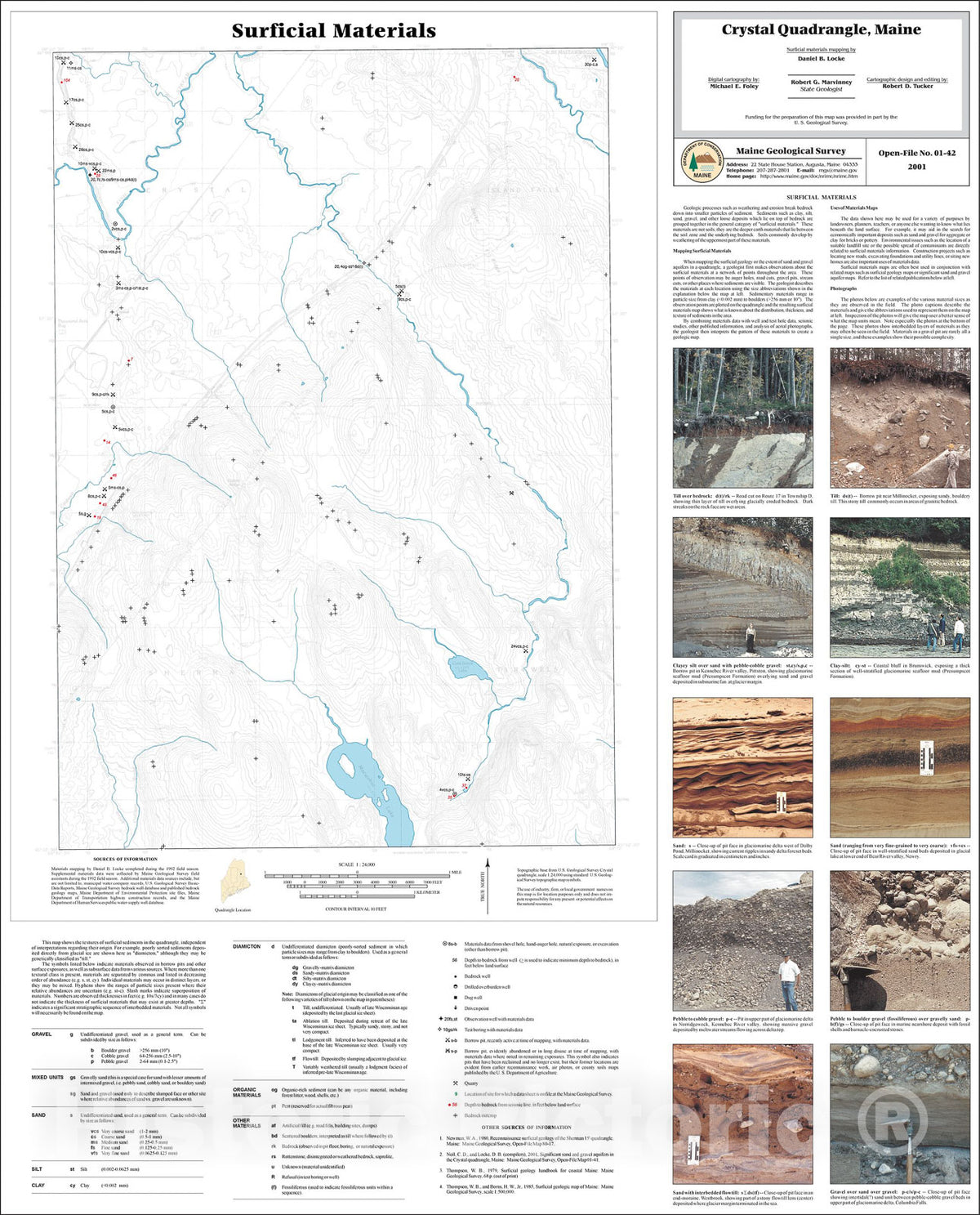 Map : Surficial Materials in the Crystal Quadrangle, Maine, 2001 Cartography Wall Art :