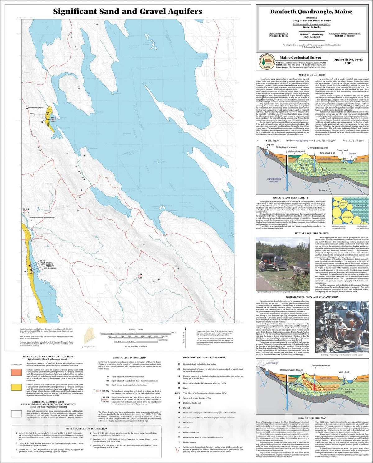 Map : Significant Sand and Gravel Aquifers in the Danforth Quadrangle, Maine, 2001 Cartography Wall Art :