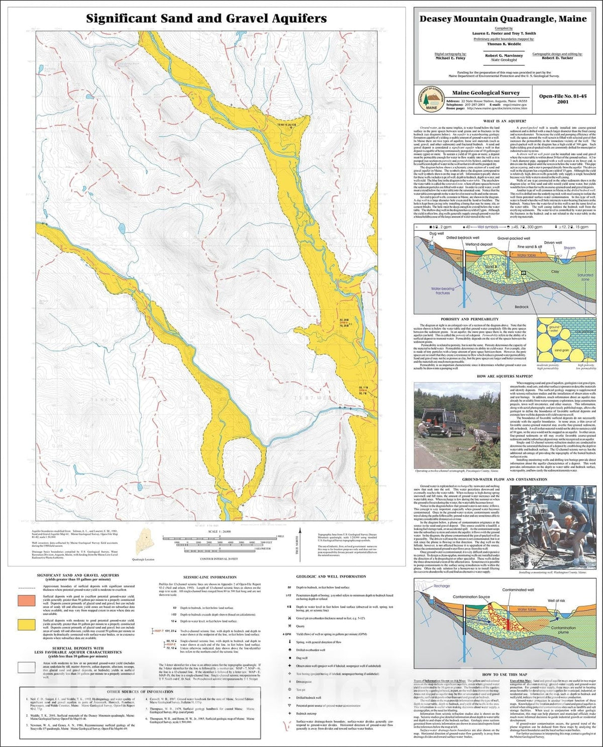 Map : Significant Sand and Gravel Aquifers in the Deasey Mountain Quadrangle, Maine, 2001 Cartography Wall Art :