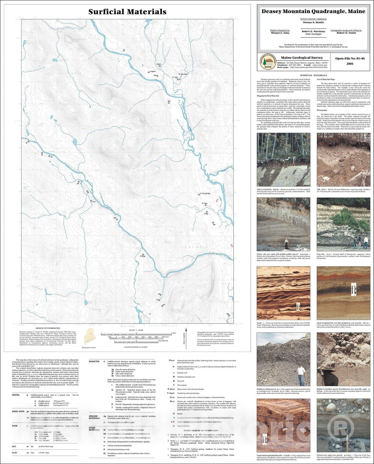 Map : Surficial Materials in the Deasey Mountain Quadrangle, Maine, 2001 Cartography Wall Art :