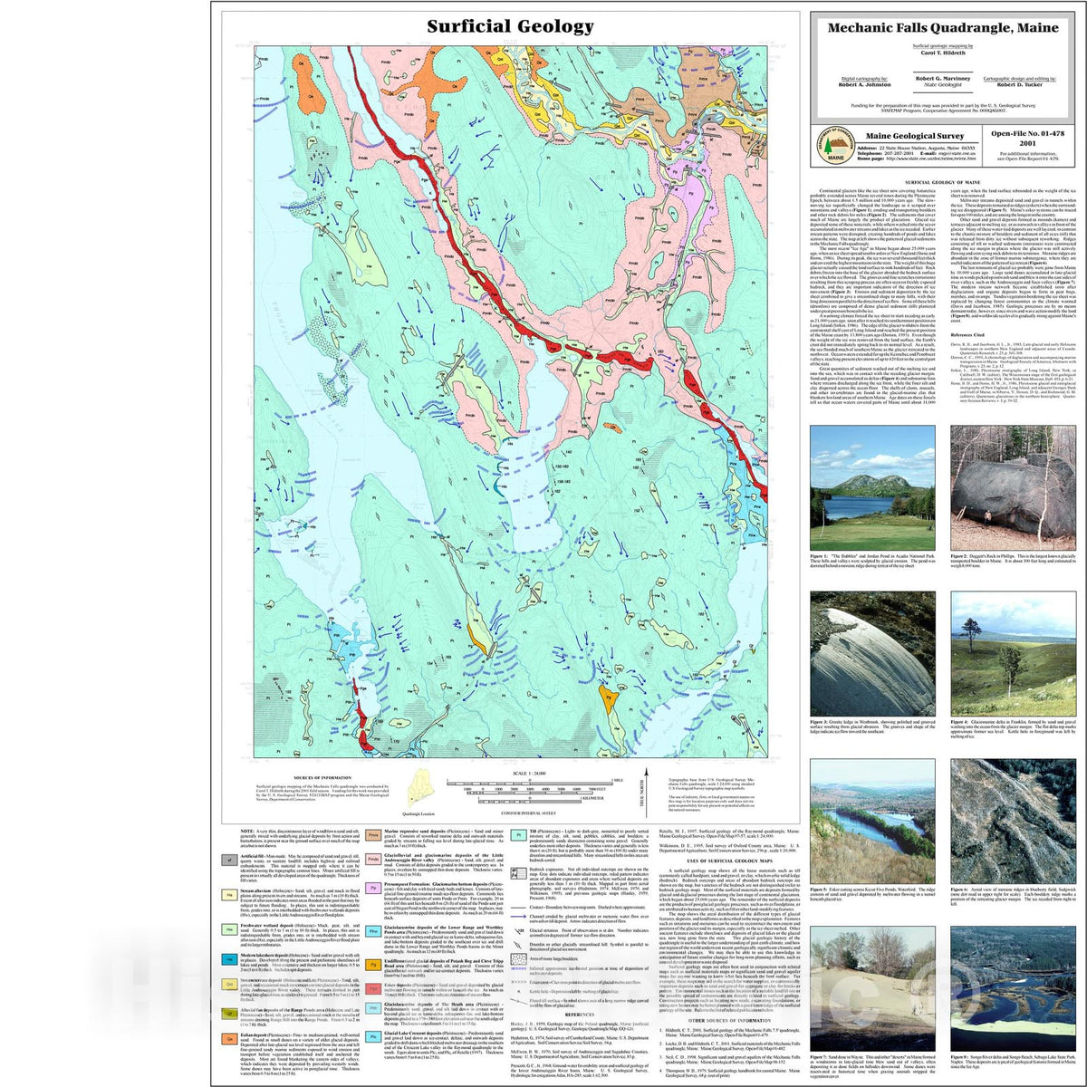 Map : Surficial Geology of the Mechanic Falls Quadrangle, Maine, 2001 Cartography Wall Art :